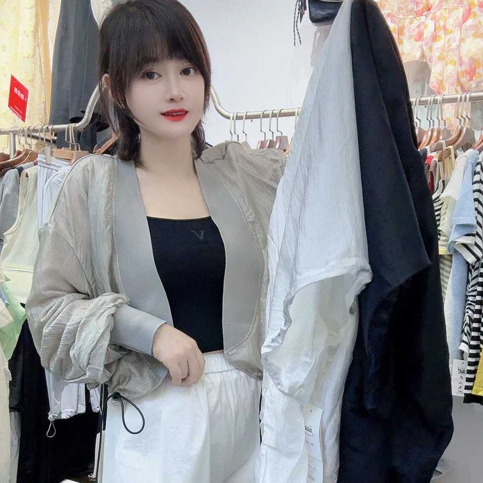 夏季新品欧式法式时尚洋气短板慵懒风外搭长袖防晒开衫无扣上衣女