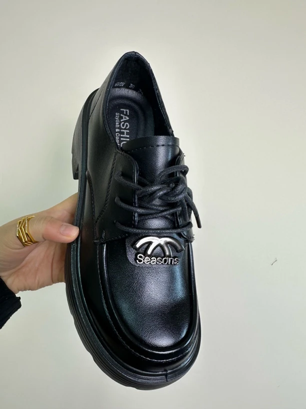 高跟小皮鞋女英伦风2025春秋新款厚底乐福鞋圆头时尚黑色百搭增高