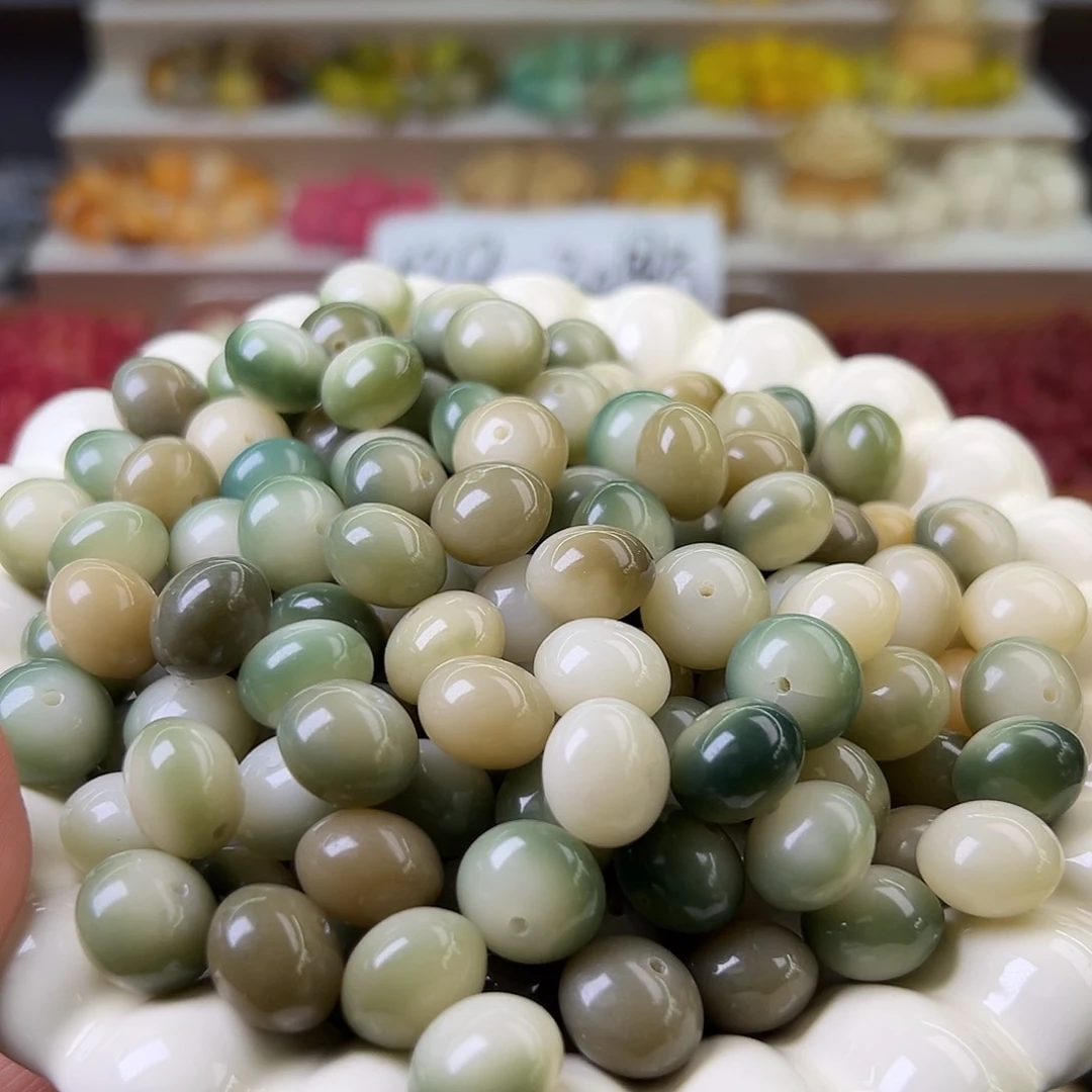 菩提根/象牙果手串微瑕卡14非料飘绿算盘130颗