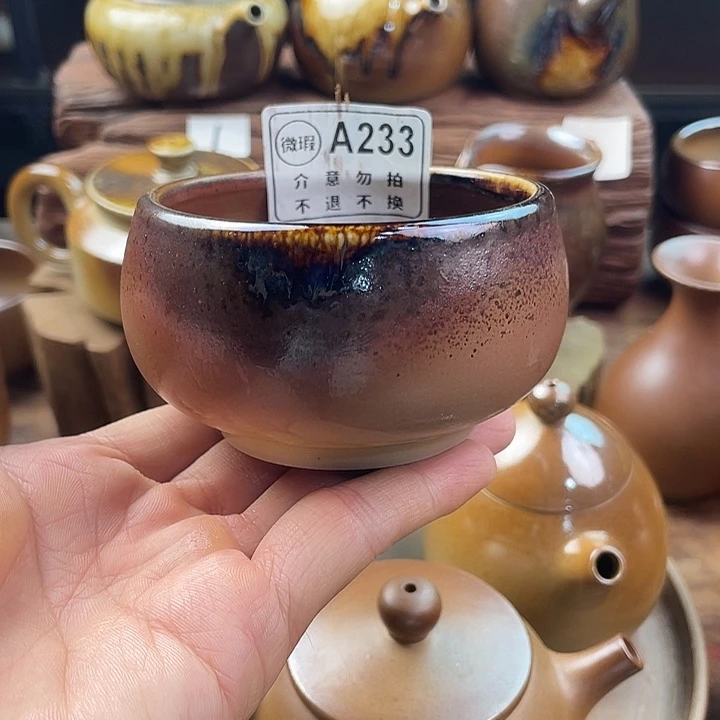 建水紫陶白泥柴烧杯