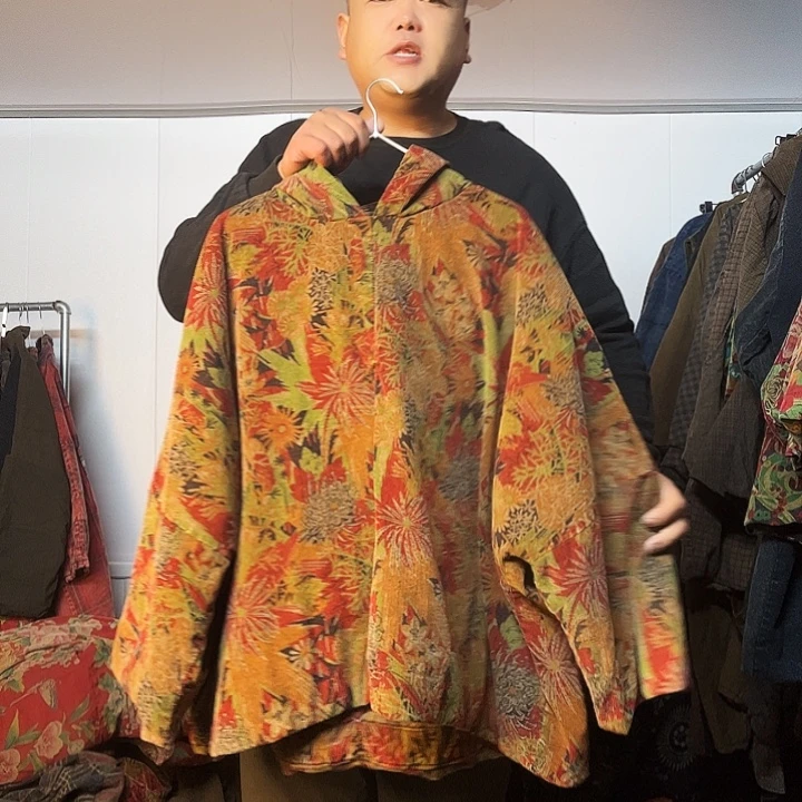 油蜡染条绒连帽女士上衣