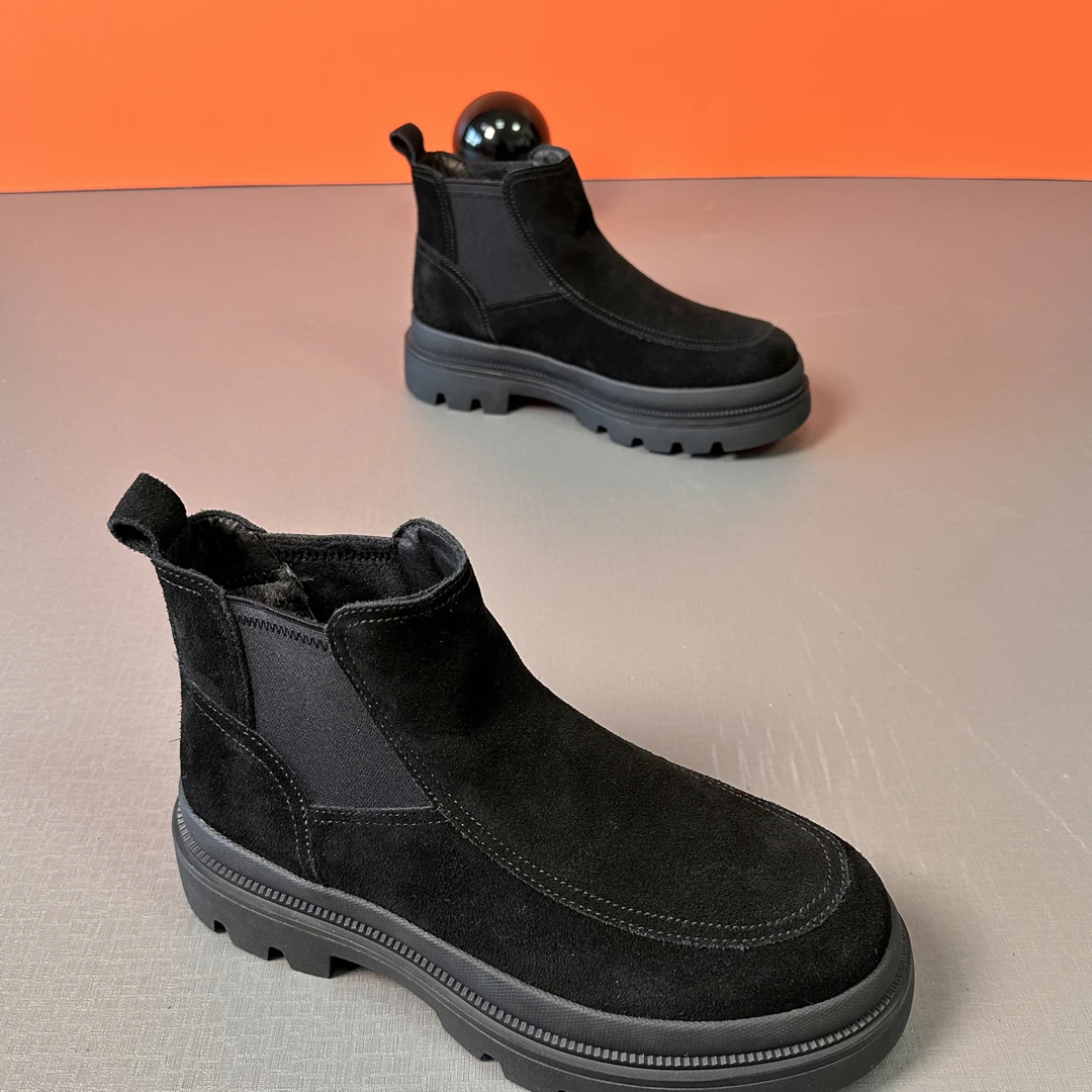 耐磨素面保暖系带高帮厚款马丁靴英伦男士冬季