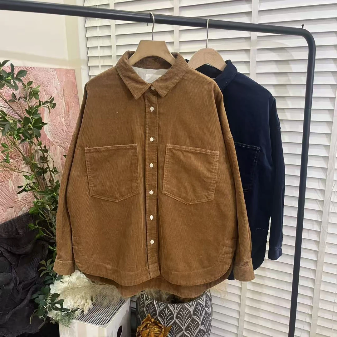 秋冬休闲「立体灯芯绒纹理」长袖衬衫女E6318