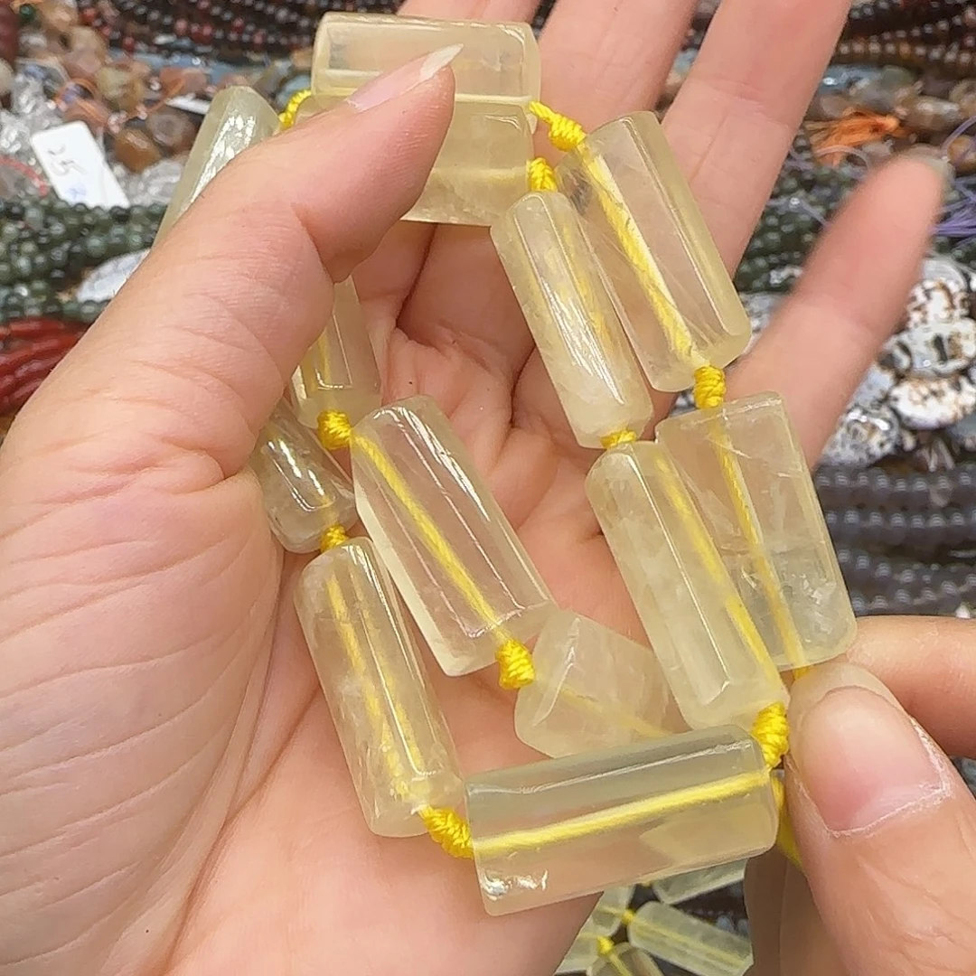 合金玛瑙/玉髓珠宝半成品黄水晶牌子12-25mm一条