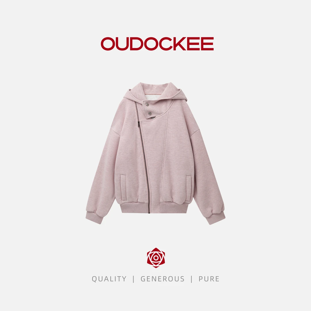 OUDOCKEE 鸥鸥【鸥鸥同款】美式复古外套开衫设计感卫衣 WACE898T