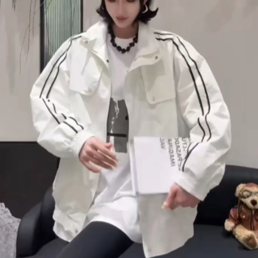欧货拼接宽松版拉链外套韩版百搭外套