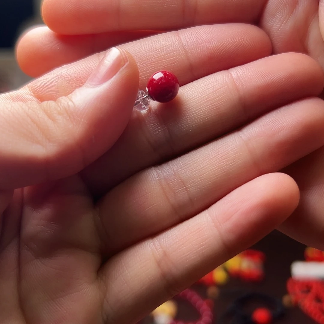 天然辰砂朱砂耳钉