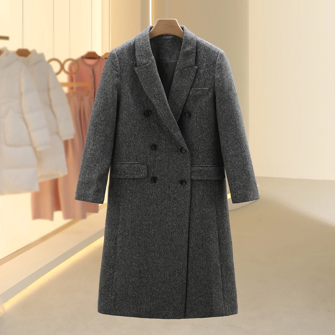 【香】绵羊毛桑蚕丝气质高级感大衣2025冬季新款七号铺撤柜女装