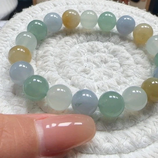 晒***阳翡翠未镶嵌手链卡9.8