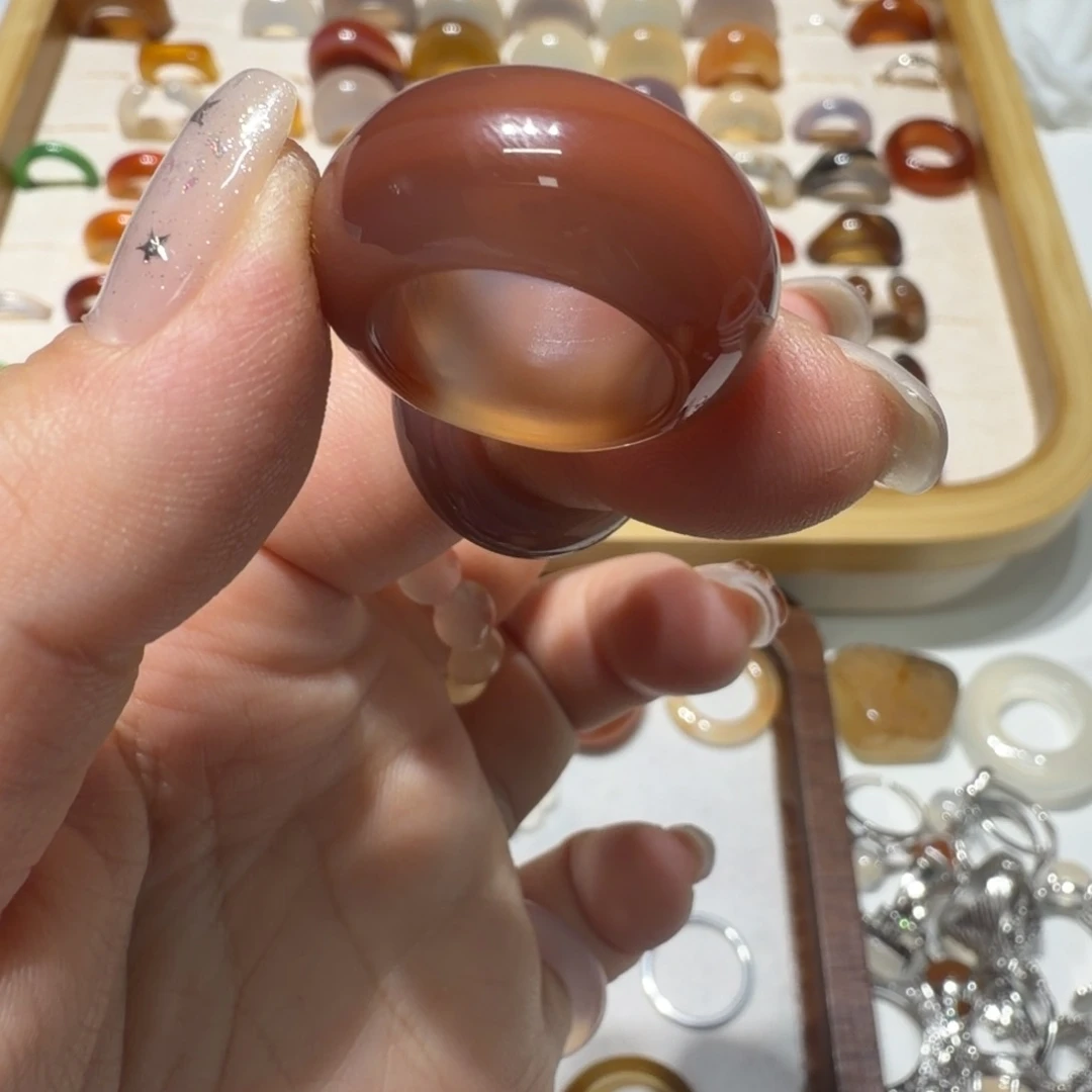 毛***球玛瑙/玉髓未镶嵌戒指港11/12不退换