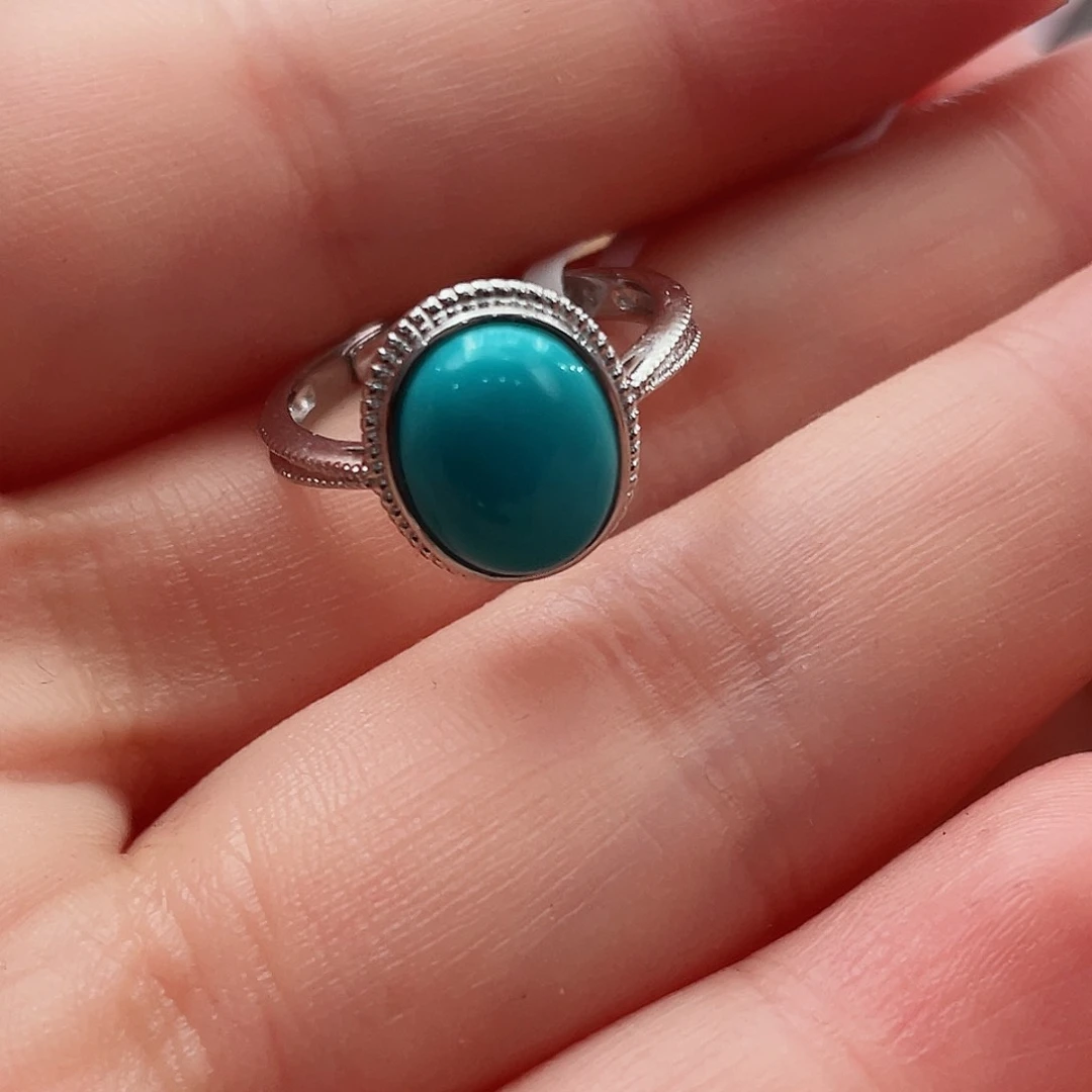 绿松石戒指银S925镶嵌