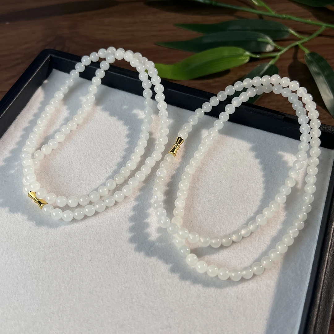 【睿泽鉴宝】S925和田玉白玉项链多样性发一有瑕 5mm XZC8132