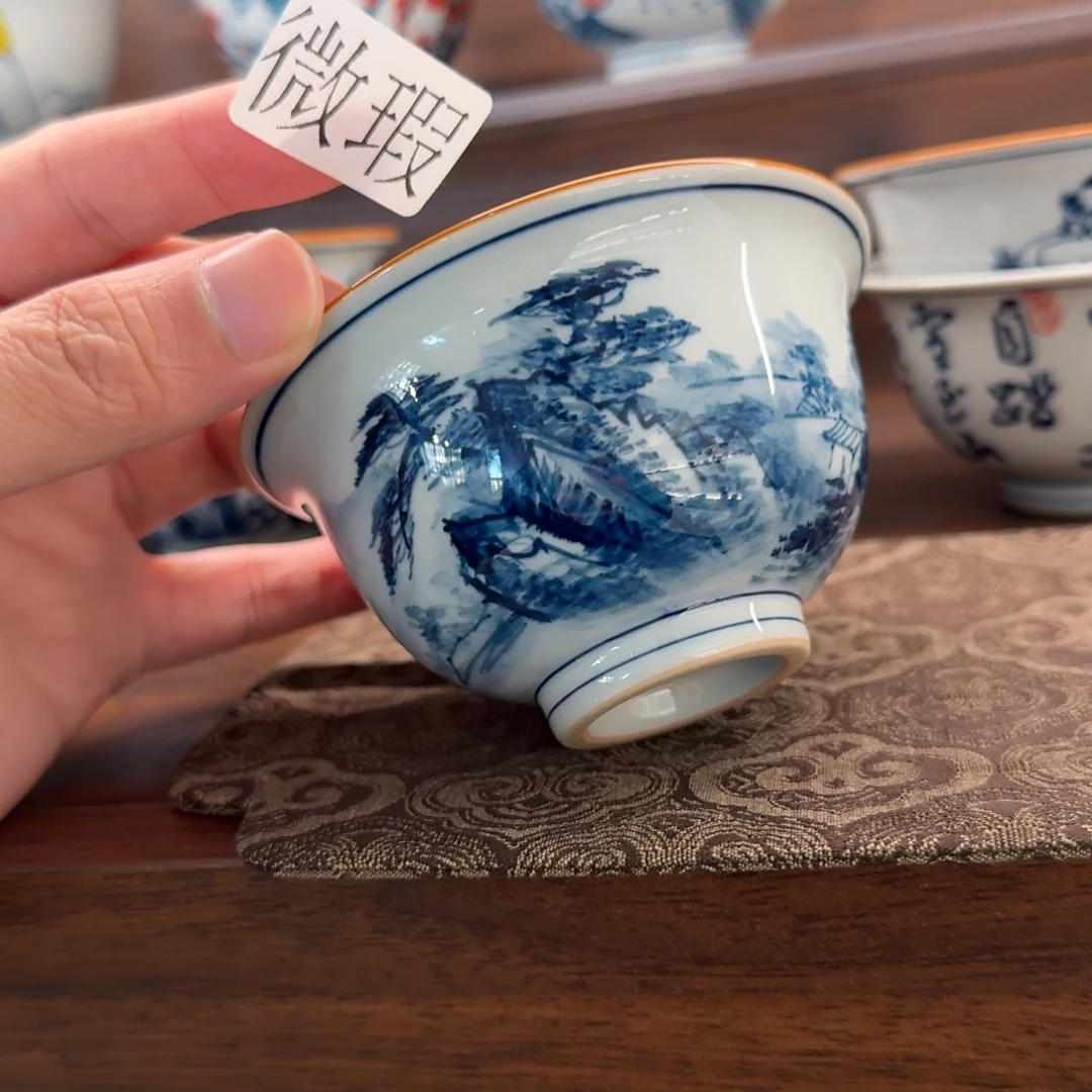 釉下手绘茶具微瑕