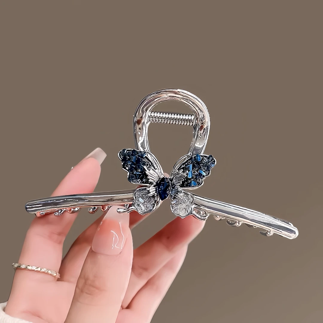 新款双面蝴蝶发夹后脑勺抓夹发饰简约发卡夹盘发鲨鱼夹洋气头饰女