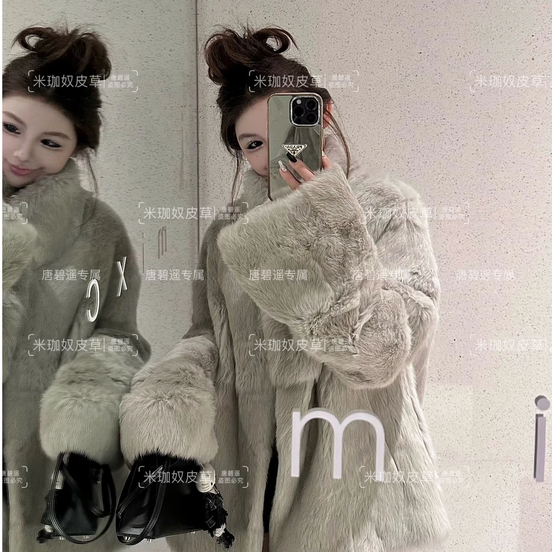 【唐碧遥专属】“雪地精灵”新款兔毛皮毛一体外套