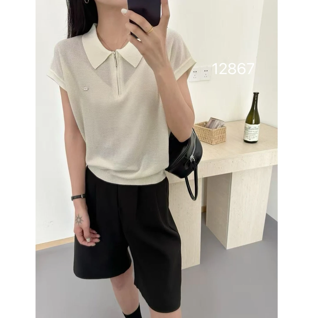 12867（部分无水洗唛，介意慎拍）WANGDAN新款翻领半拉链飞机袖