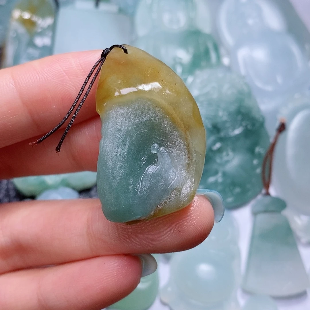 定制翡翠未镶嵌毛货付款后确认抛光