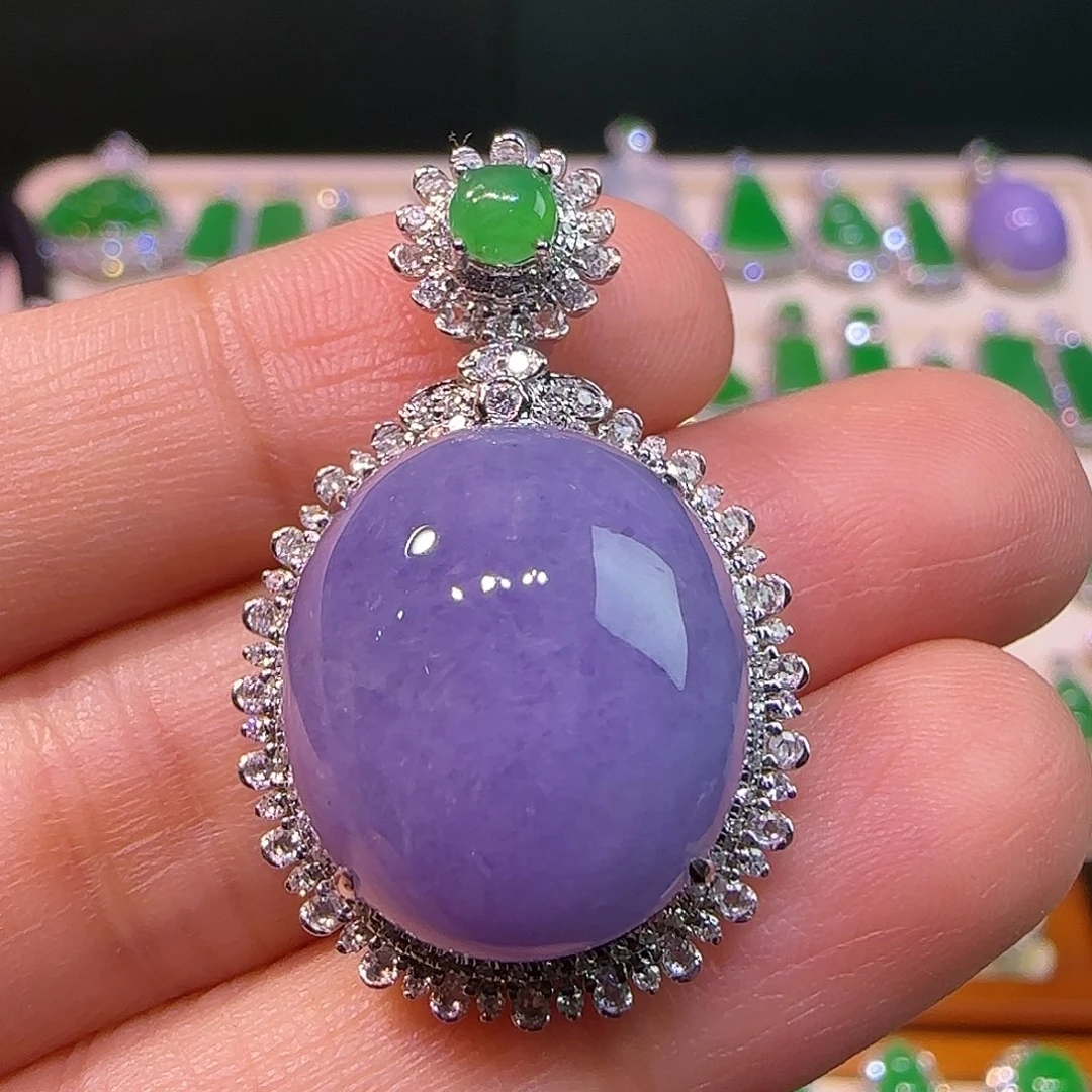 翡翠18K金镶嵌吊坠(不含链)