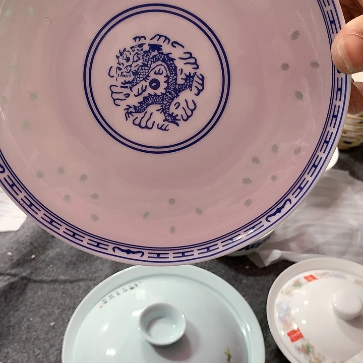 摆件格*景德镇陶瓷龙纹玲珑窝盘