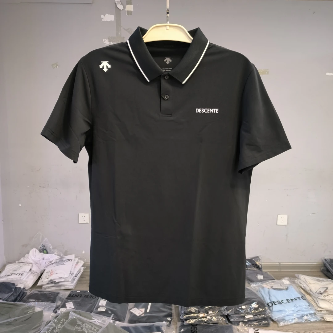 迪桑特DESCENTE黑色白条纹领POLO衫UPS32