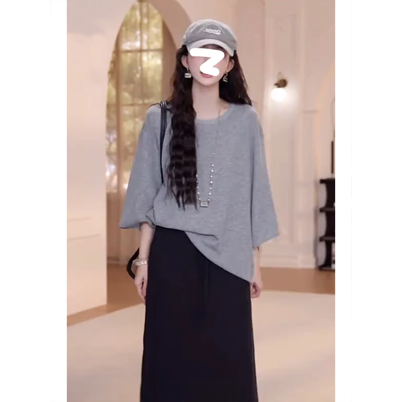 韩版宽松短袖T恤女2025夏季新款简约风休闲显瘦高级感慵懒风上衣