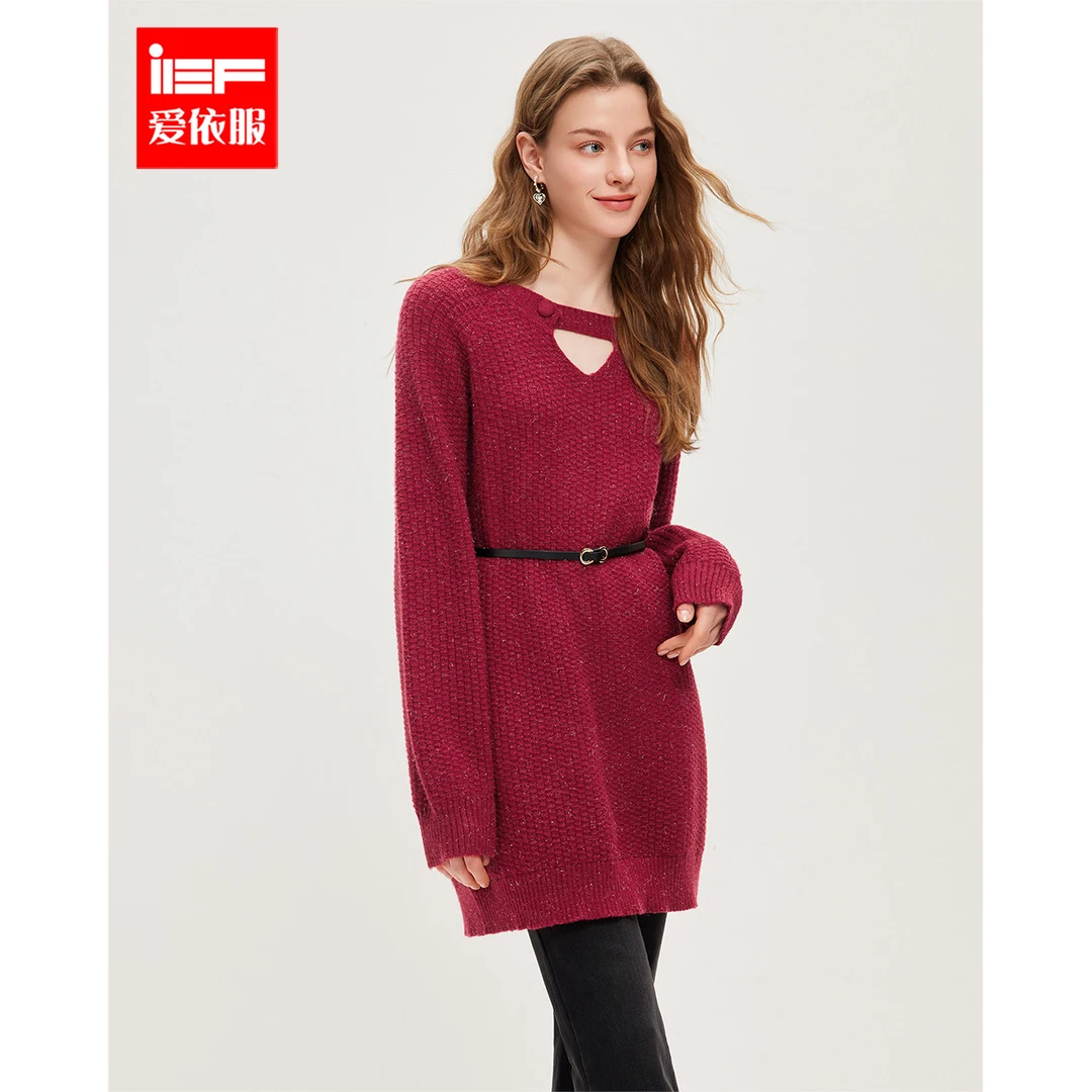 IEF/爱依服2025冬春新款法式成熟优雅气质通勤百搭毛织长上衣
