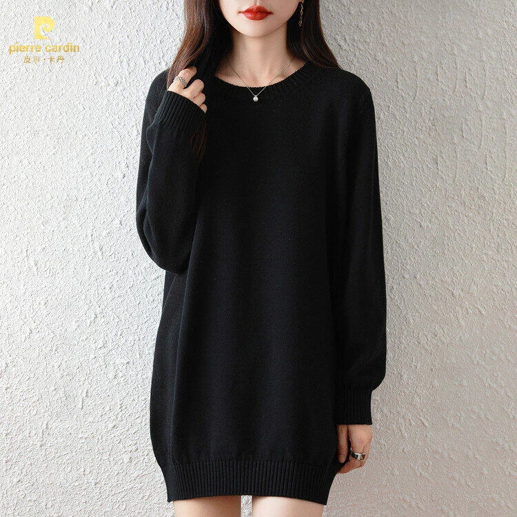 皮尔卡丹秋冬女款慵懒风针织打底衫时尚休闲百搭爆款法式洋气减龄