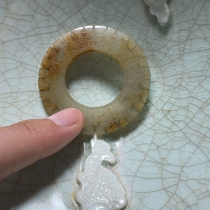小***里瓷片双鱼青瓷开片大碗