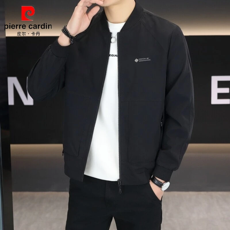 皮尔卡丹春秋新款高品质男士夹克休闲潮流百搭商务外套男立领上衣