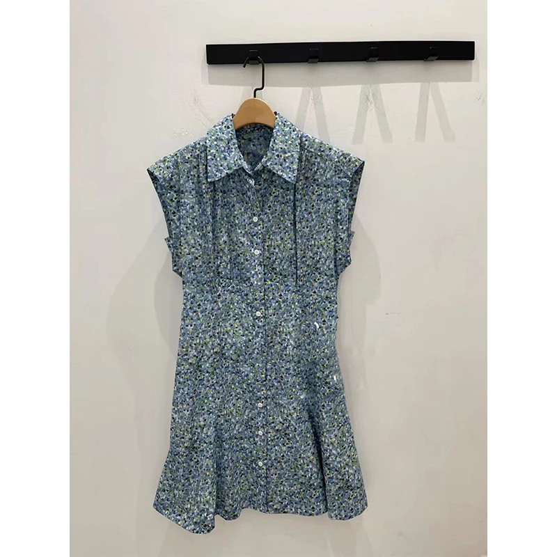 原厂孤品特价清！碎花polo领连衣裙 R561