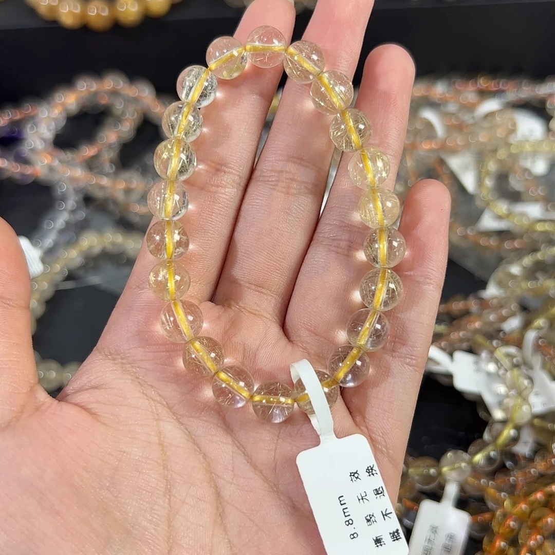 水晶手串未镶嵌天然金发晶