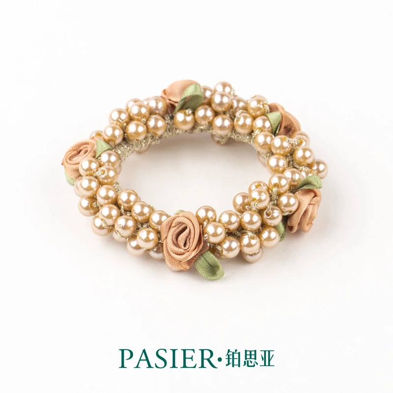 铂思亚【花匠】简约玫瑰气质韩版清新百搭时尚弹力手工发圈FS8891