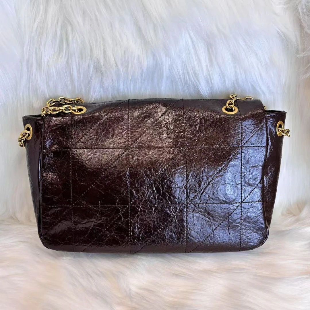 Laugh Queen手工打造真皮女士新款包 0377 棕色 油蜡大包 31cm