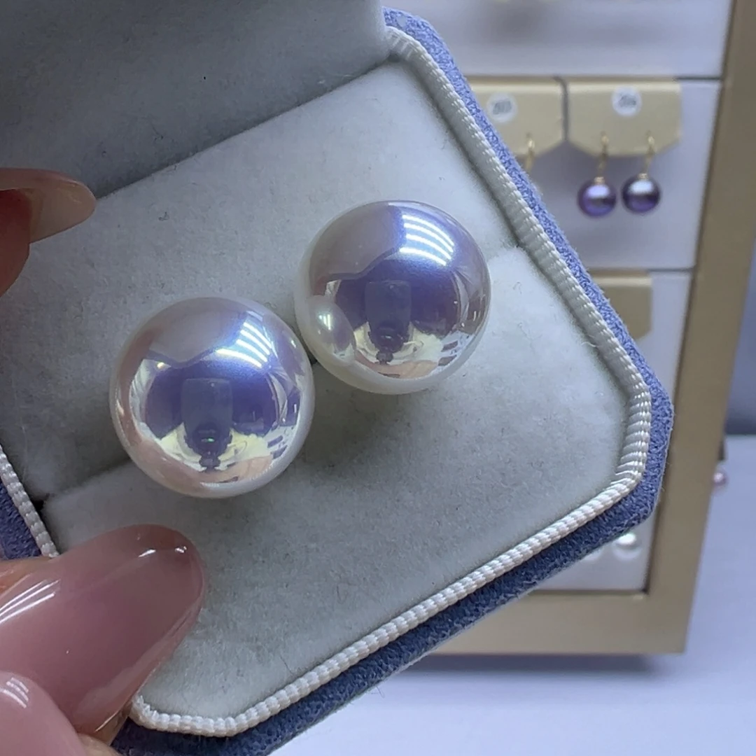 耳饰银S925镶嵌淡水珍珠