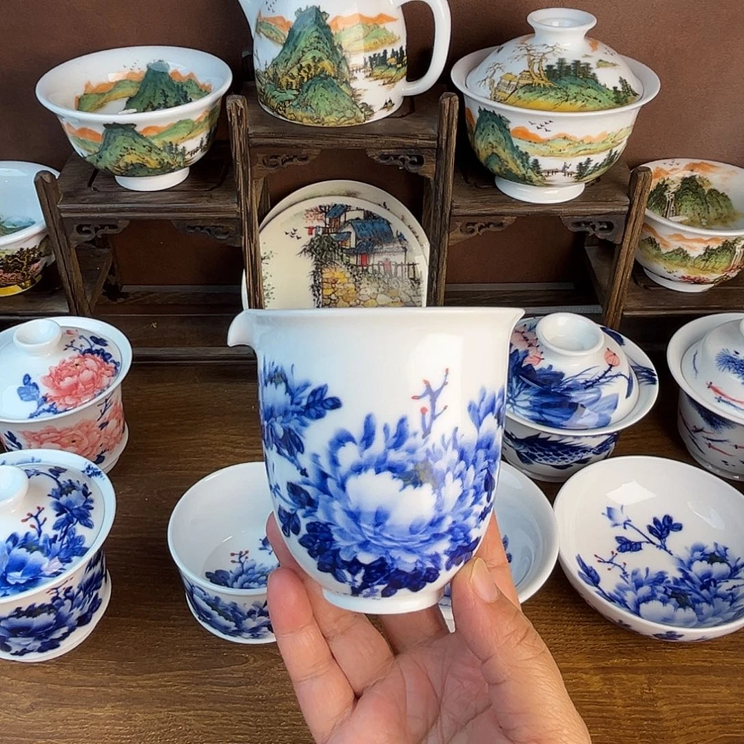 忠意堂釉下彩牡丹公道