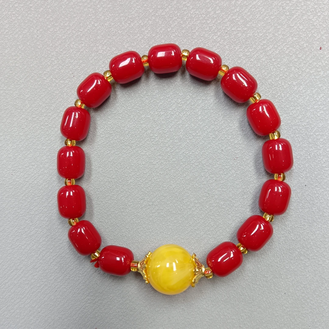 M361号-卡8mm红色桶珠手串