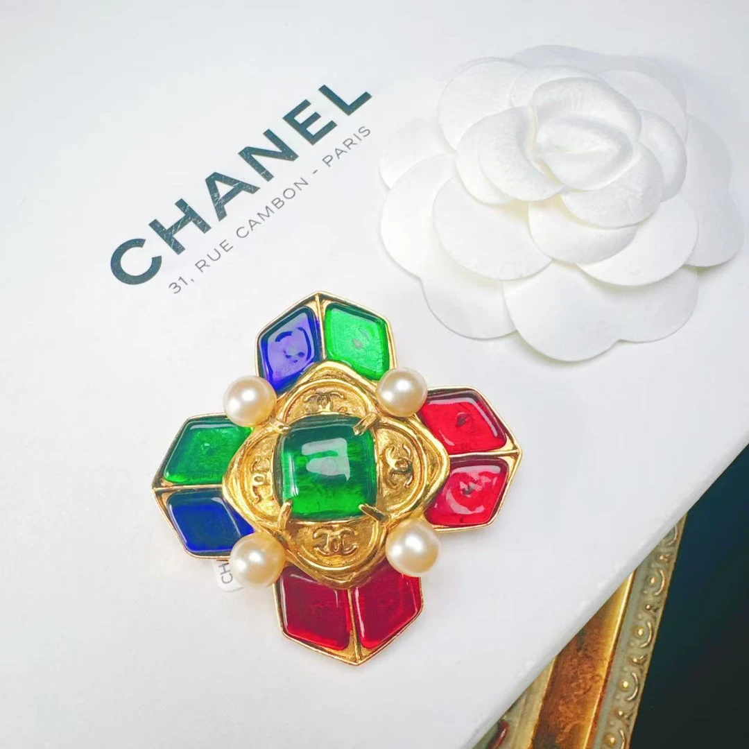 95新 Chanel/香奈儿 柚礼中古/香奈儿多色琉璃马赛克胸针lz507307