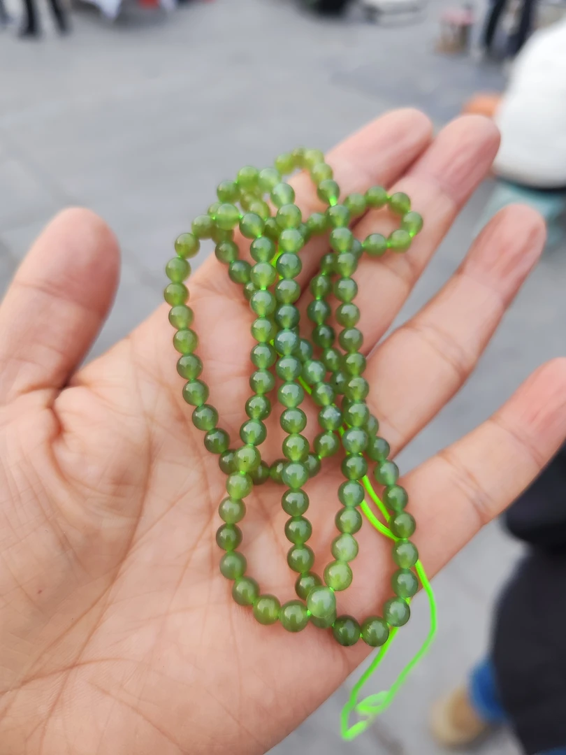 和田玉青海料晴水108颗