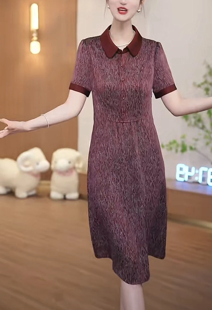 芊玺女装连衣裙桑蚕丝裙子夏季新款真丝国风中式显瘦中老年妈妈装
