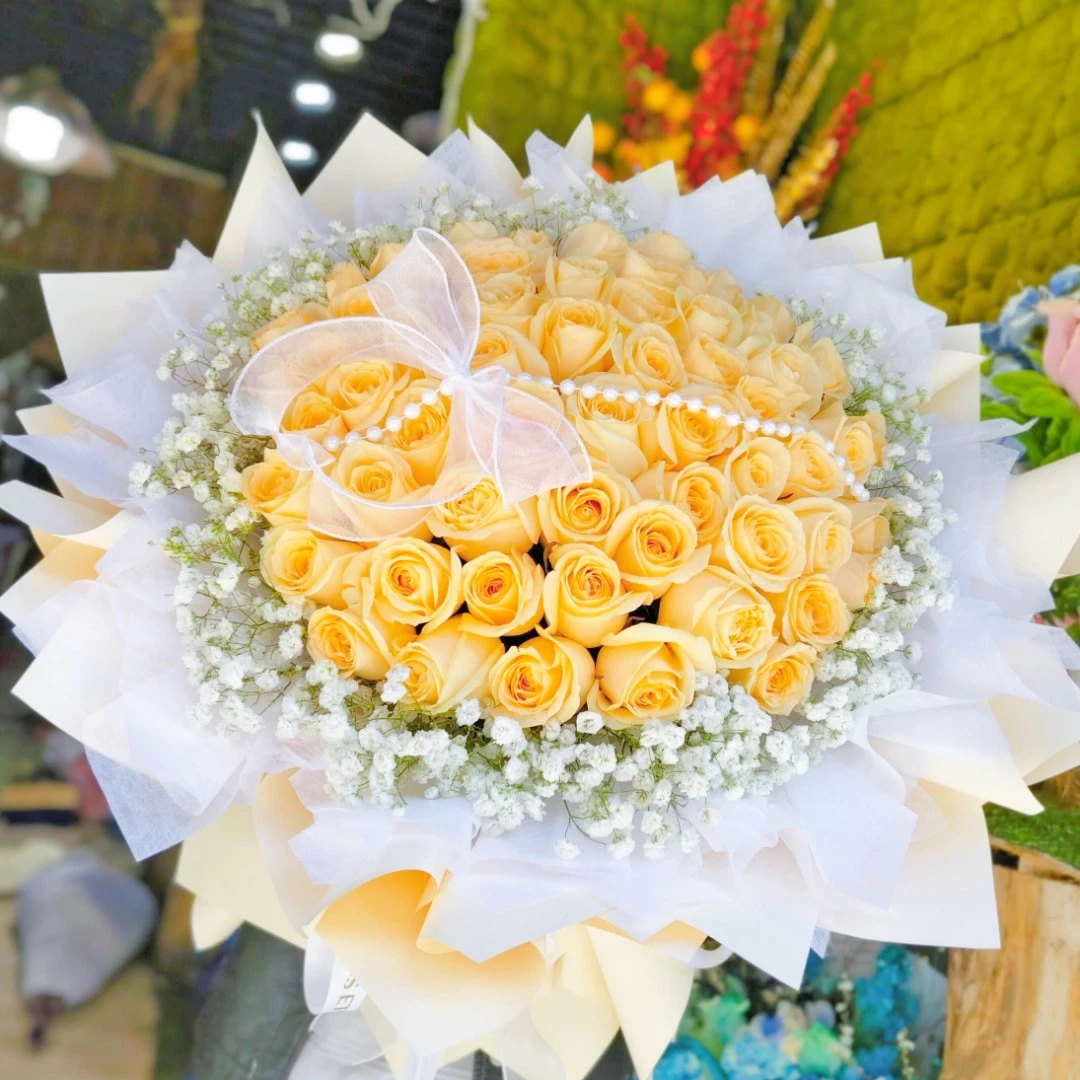 【心有所属】52朵香槟玫瑰真鲜花同城速递求婚花束生日礼物团购花店