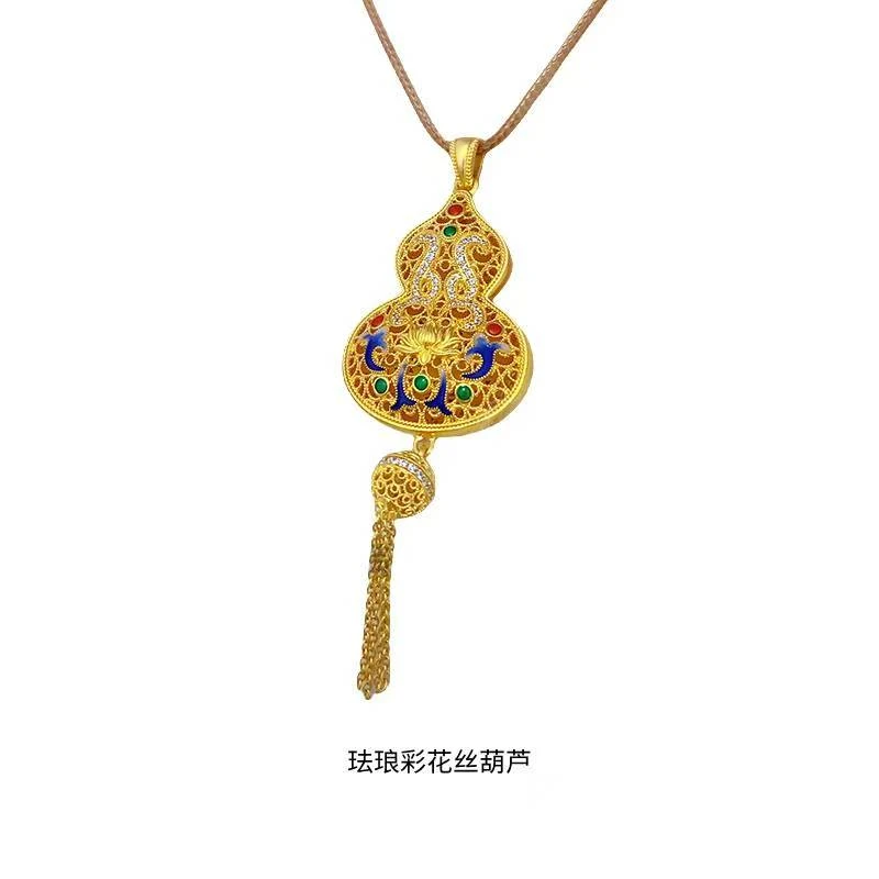 吊坠足银 珐琅彩花丝葫芦吊坠包0.95g