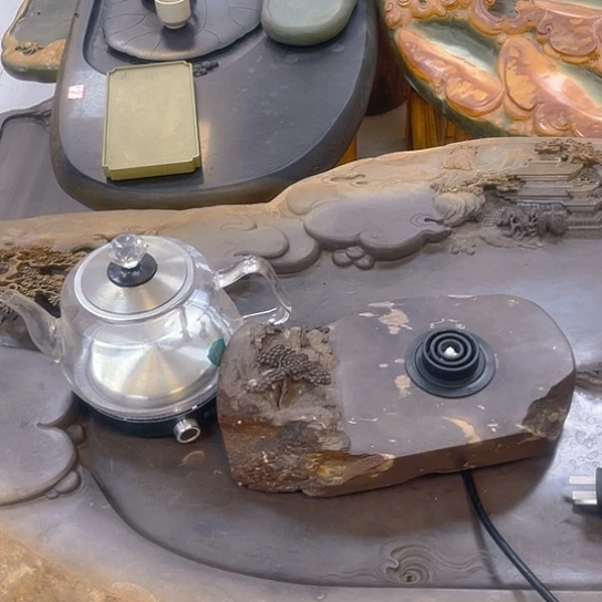 端砚石底座自动上水烧水壶