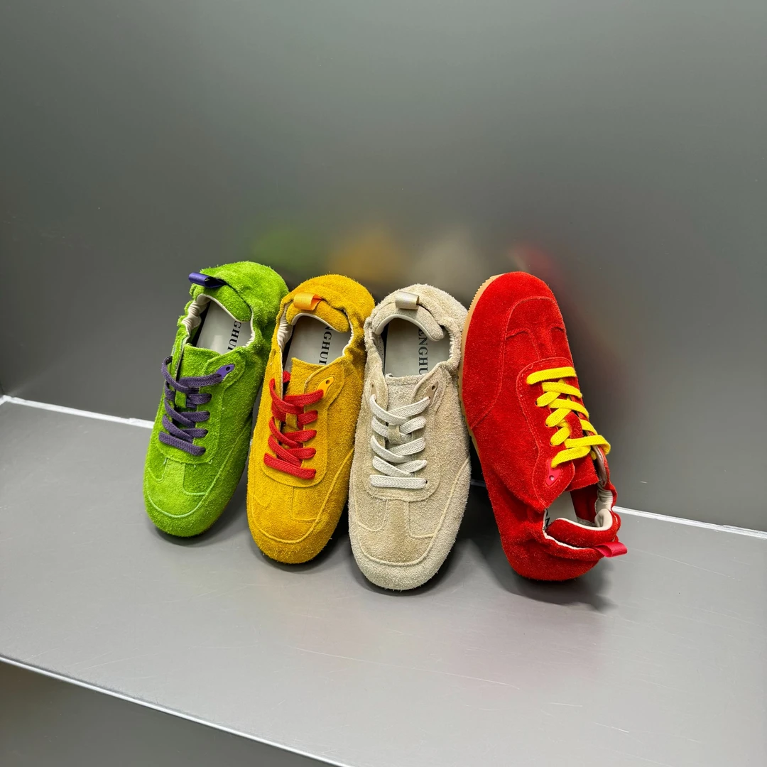 THE MIL麋鹿 “糯糯雪花德训鞋"25开春新款真皮休闲丑萌阿甘运动鞋