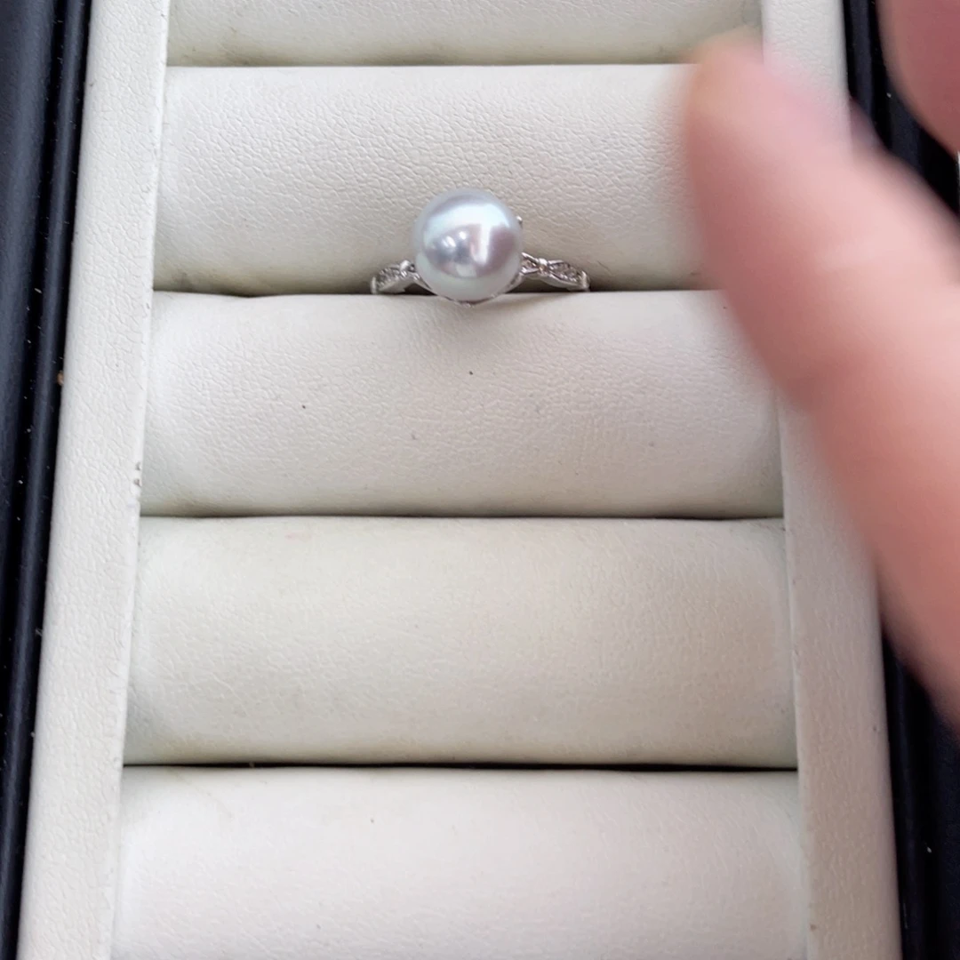 银S925镶嵌戒圈海水珍珠