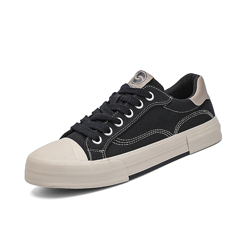 25857 男鞋秋季新款休闲板鞋时尚低帮透气潮鞋韩版系带平底帆布鞋
