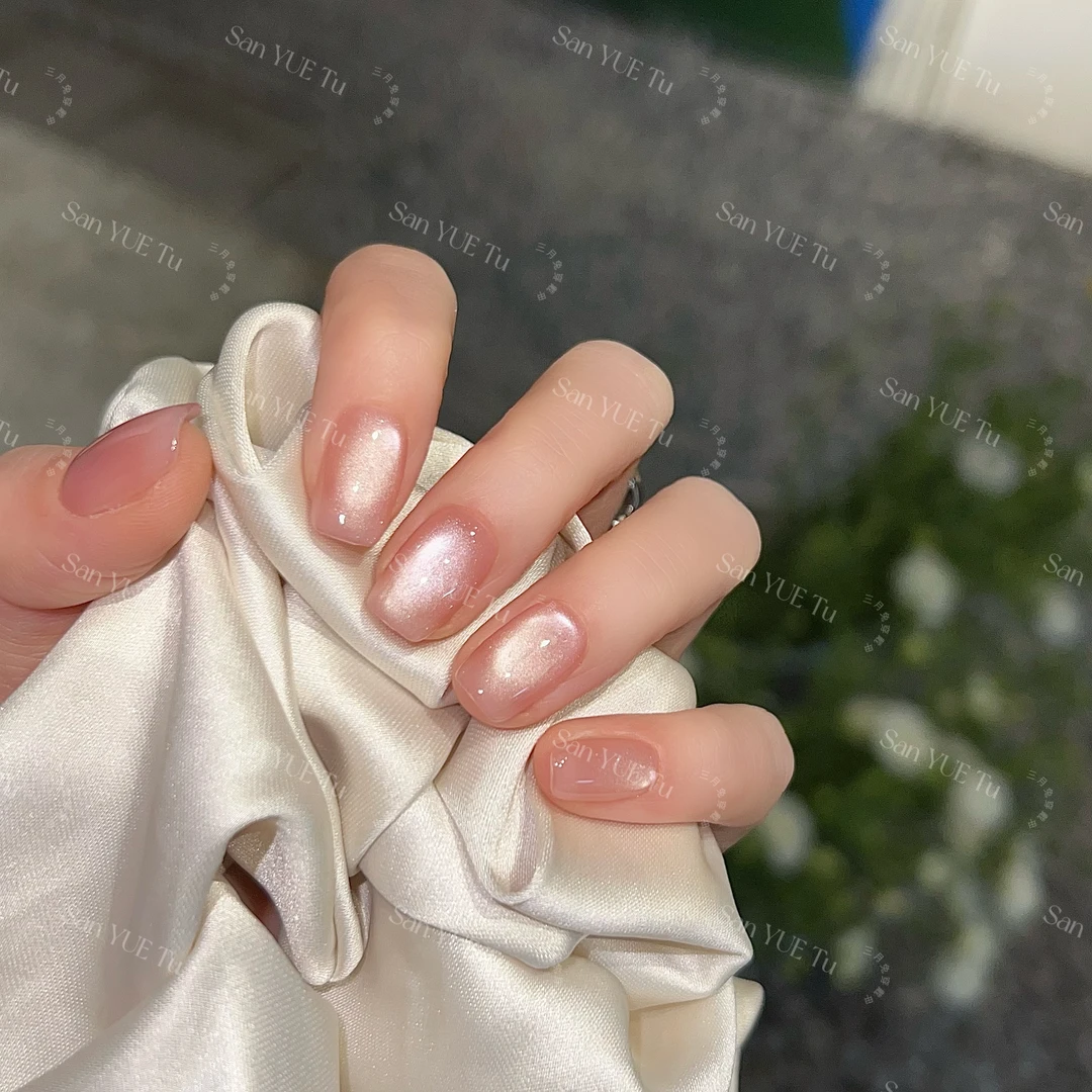 樱花碎冰冰-三月兔手工纯欲穿戴式可穿戴渐变夏日冰透穿戴甲