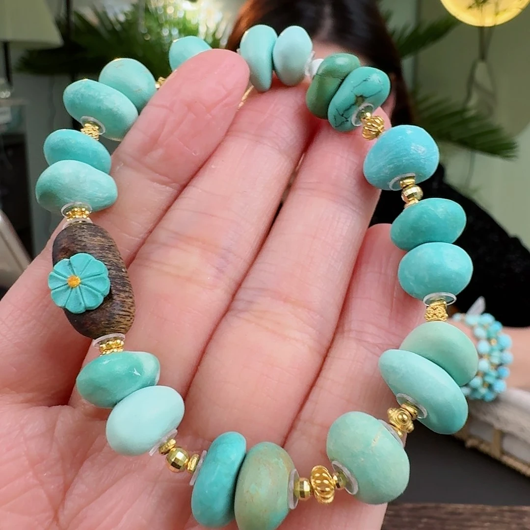 绿松石珠宝奇石18K金镶嵌
