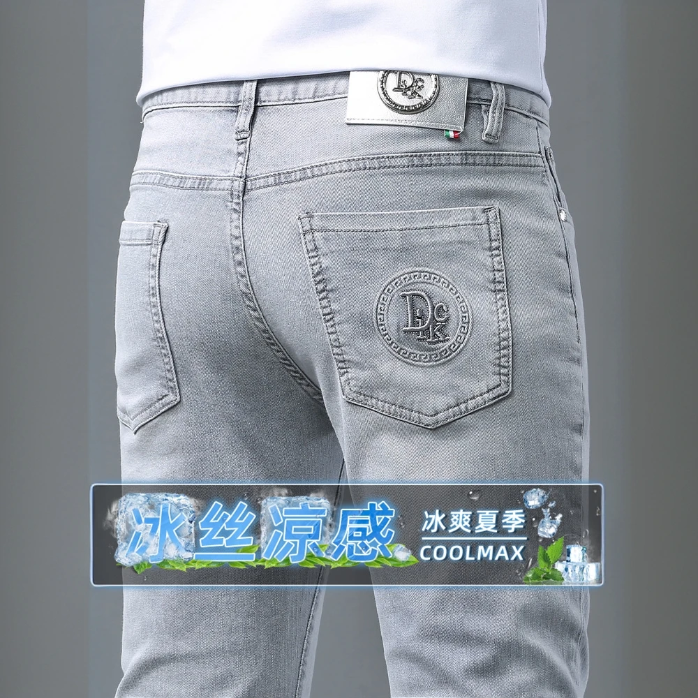 尼皮怀恩牛仔裤男修身小脚裤夏季薄款天丝垂感透气裤子男夏季新款