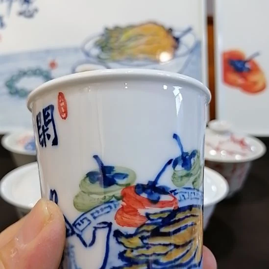 陶摆件景德镇陶瓷手绘可乐杯
