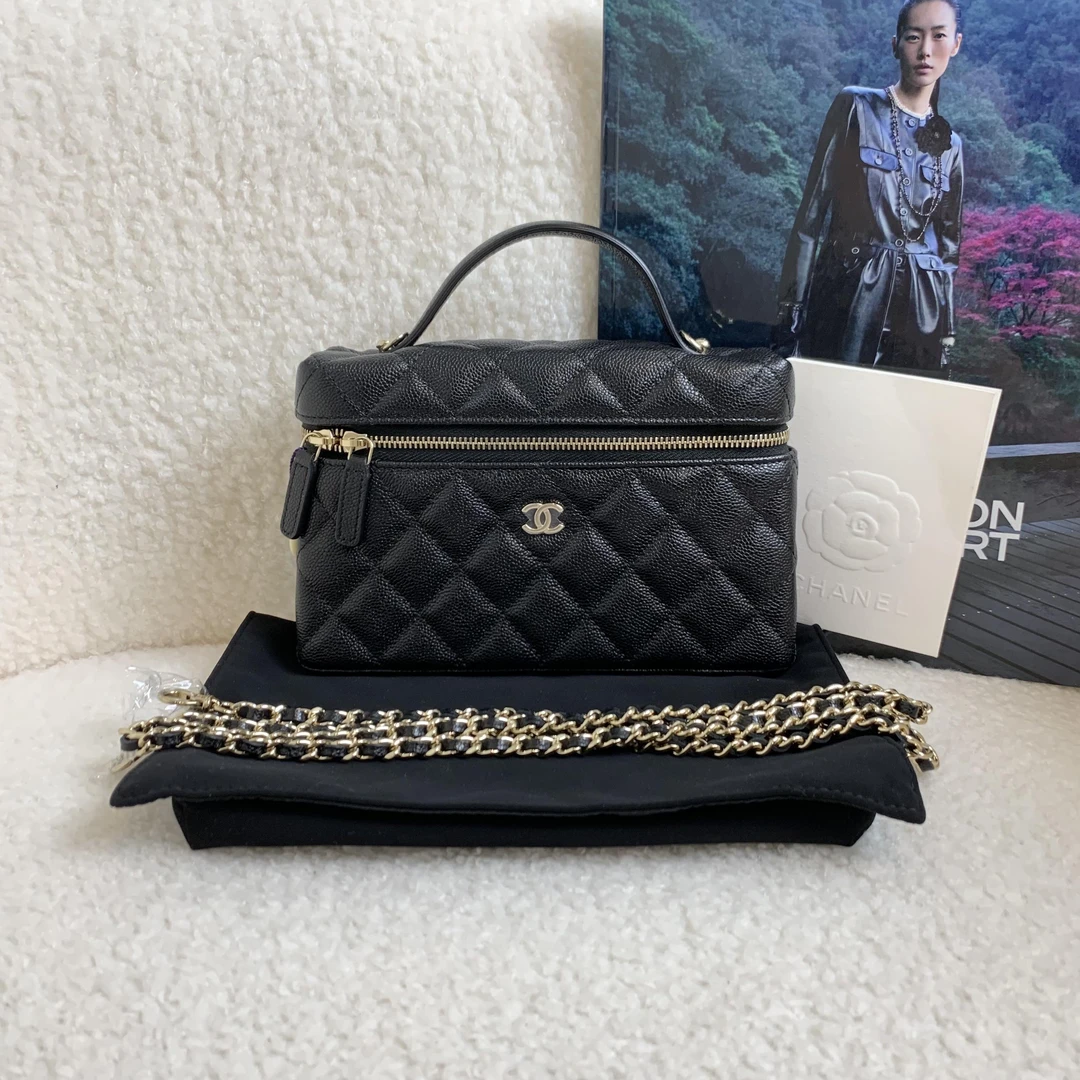 99新 Chanel/香奈儿 壹臻/ 黑金荔枝牛lp饭盒包/45251060